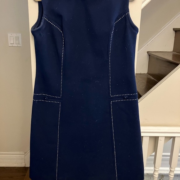 Vintage Navy Dress With White Stitching - Picture 5 of 6